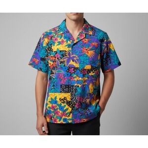 Hilo Hattie Hawaiian vintage tropical Floral Black Cat Aloha Resortwear Shirt